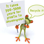 Cartoon frog promoting recycling