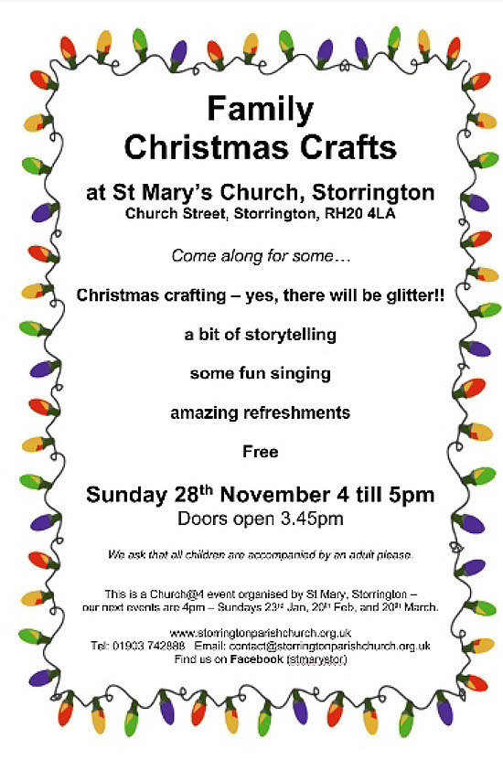 poster for Christmas Crafts event, St. Mary's Church Storrington