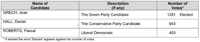 Storrington & Washing by-election result