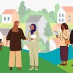 Stylised crowd scene for Horsham District budget