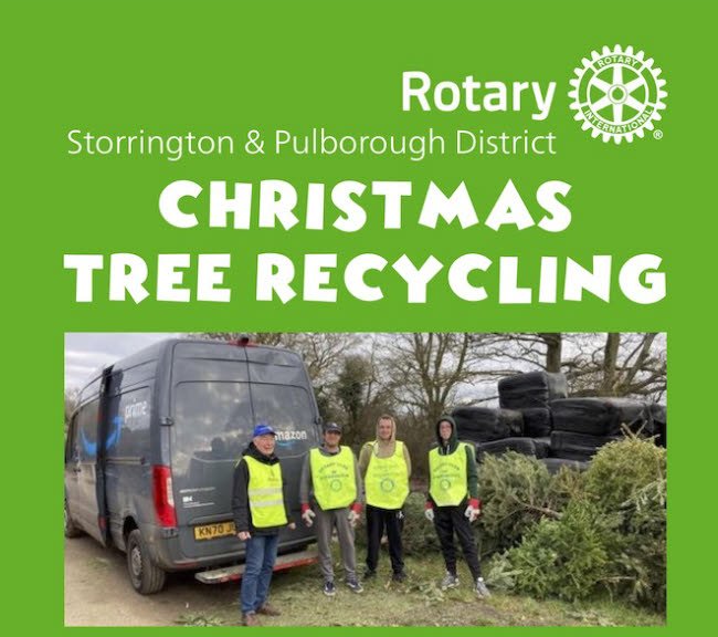 photo of Storrington rotary collecting Christmas trees for recycling