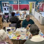 cuppa and chat members at pottery class