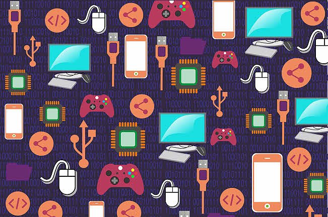 a pattern of various electronic goods