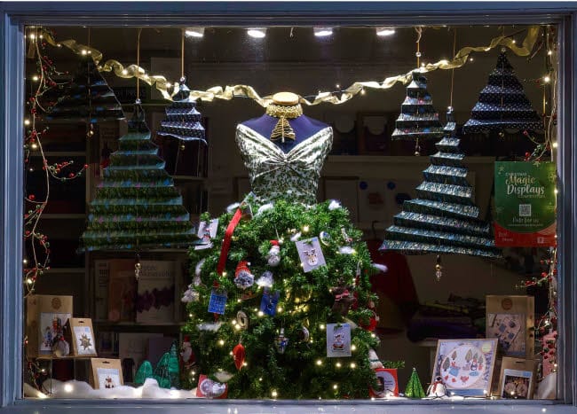 Stitch shop window Christmas display