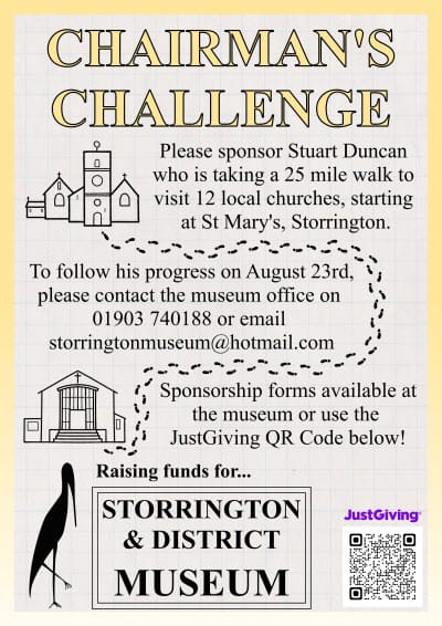 Poster for Storrington Museum's Fundraising Chairman's Challenge