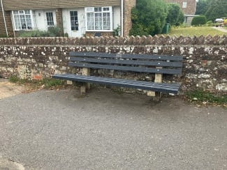 The newly replaced bench near Tesco Express