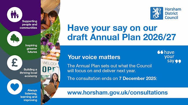 Poster for consultation on Horsham draft Annual Plan 2026/27