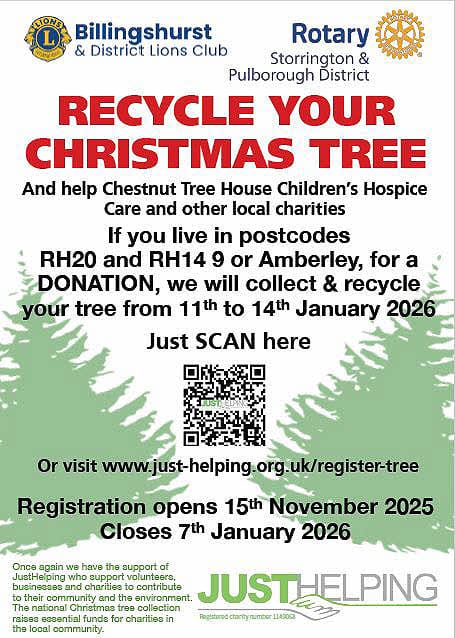 Poster promoting Rotary collecting Christmas Trees for recycling