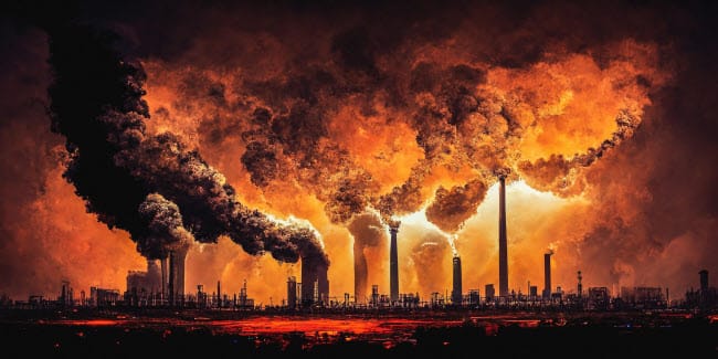 AI image of polluting factory