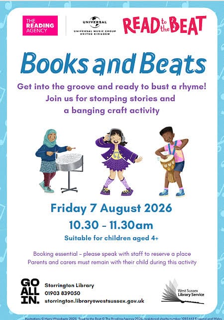 Poster for Books and Beasts Event at Storrington Library