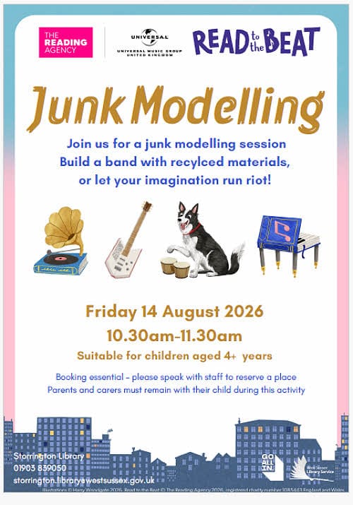 Poster for Junk Modelling Event at Storrington Library