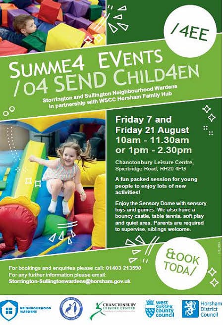 Poster for summer SEND events in Storrington