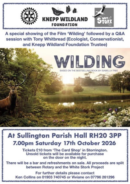 Poster for film Wilding to be shown by Storrington and Pulborough Rotary