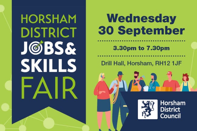 Poster for Horsham and District Jobs and Skills Fair 2026