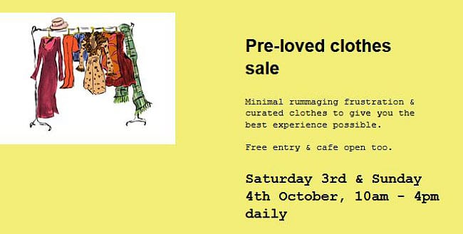 Poster for Pre-loved clothes sale at Sullington Manor Farm
