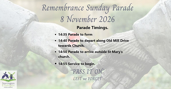 Poster for Remembrance Sunday 2026 Storrington
