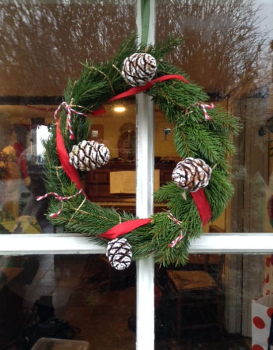 Christmas wreath on door